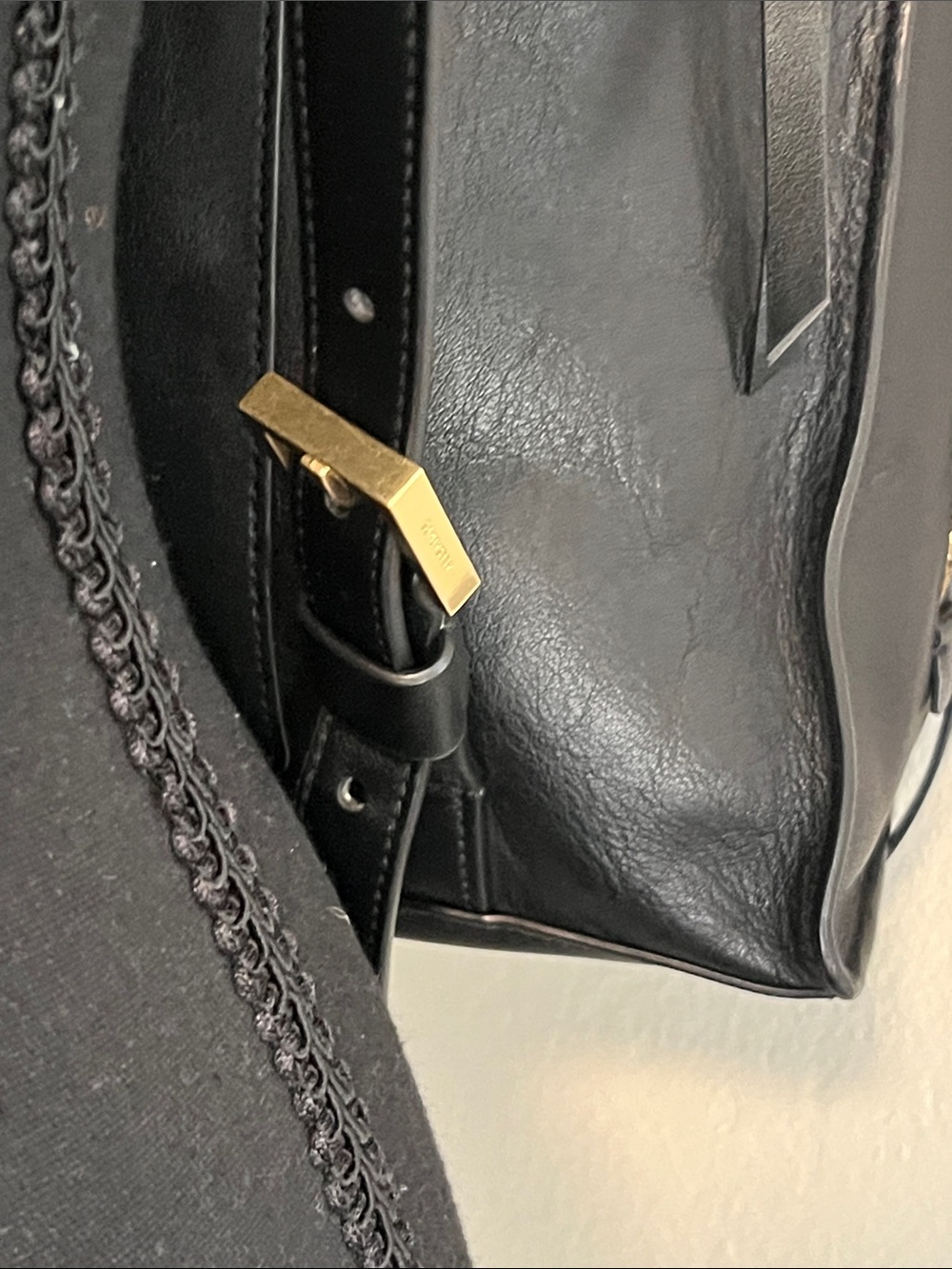 6 HOUR SALE! AllSaints Black Leather Backpack Handbag with Gold Hardware - Picture 5 of 13
